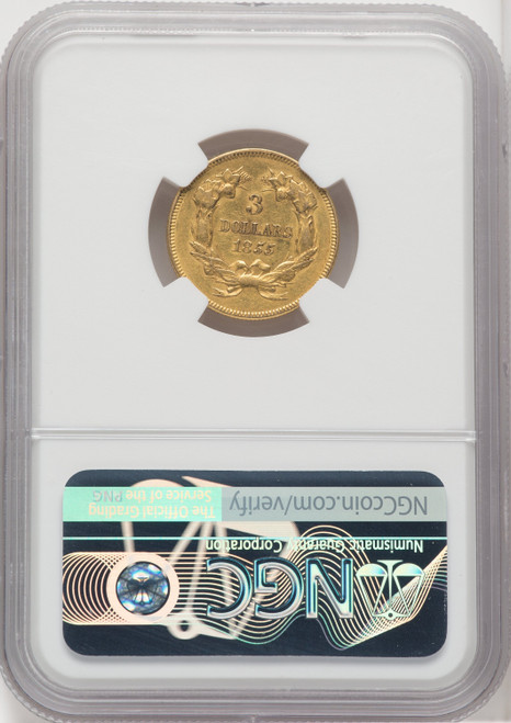 1855 $3 Three Dollar Gold Pieces NGC AU55