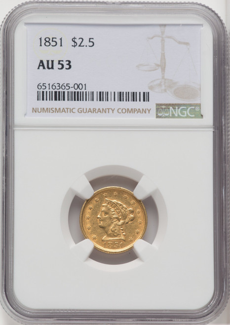 1851 $2.50 Liberty Quarter Eagle NGC AU53