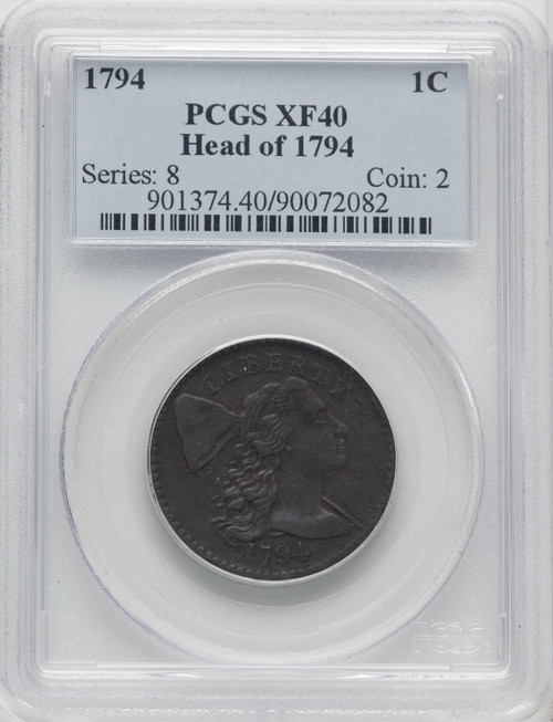 1794 1C Head of 1794 BN Large Cent PCGS XF40
