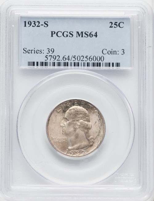 1932-S 25C Washington Quarter PCGS MS64