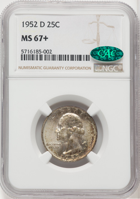 1952-D 25C CAC Washington Quarter NGC MS67+