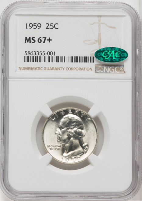 1959 25C CAC Washington Quarter NGC MS67+