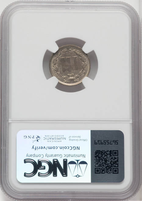 1868 3CN Three Cent Nickel NGC MS65