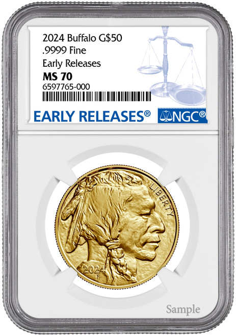 2024 $50 One Ounce Gold Buffalo Early Releases NGC MS70