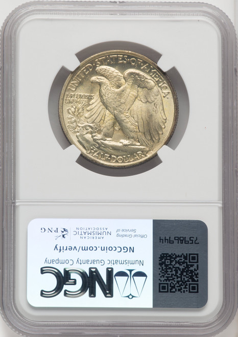 1938 50C Walking Liberty Half Dollar NGC MS66