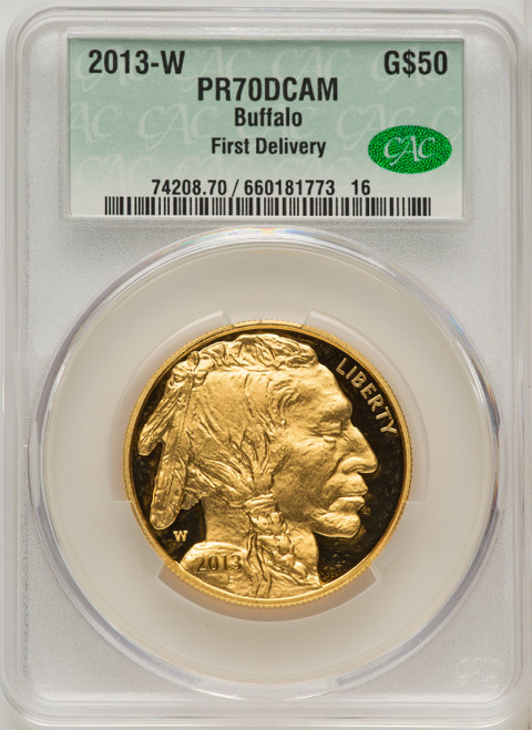 2013-W One-Ounce Gold Buffalo First Strike CACG PR70