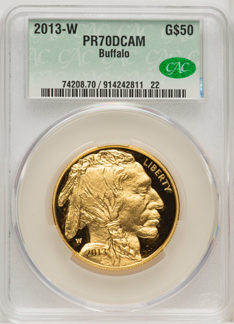 2013-W $50 One-Ounce Gold Buffalo CACG PR70