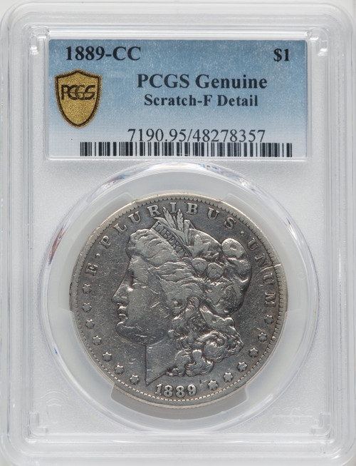 1889-CC $1 Genuine Morgan Dollar Genuine PCGS F12