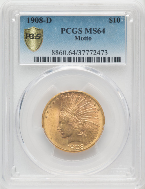 1908-D $10 MOTTO Indian Eagle PCGS MS64