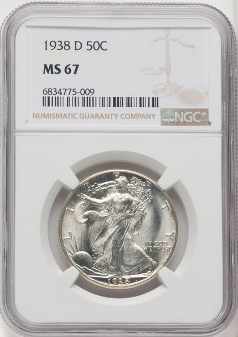 1938-D 50C Walking Liberty Half Dollar NGC MS67