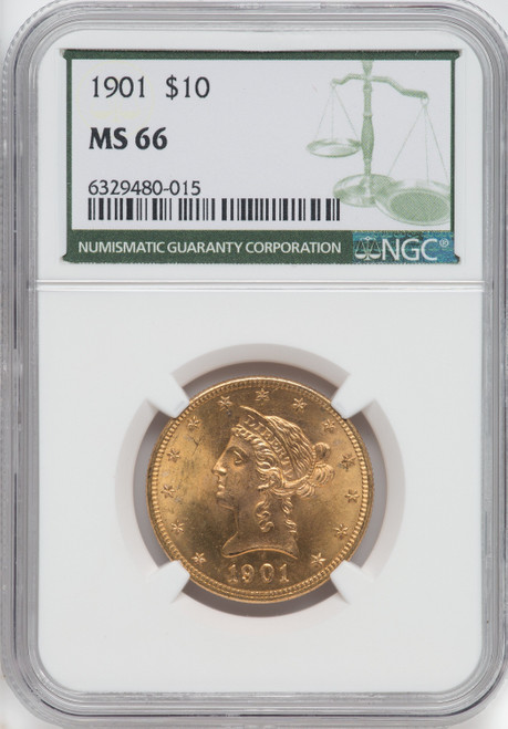 1901 $10 Green Label Liberty Eagle NGC MS66