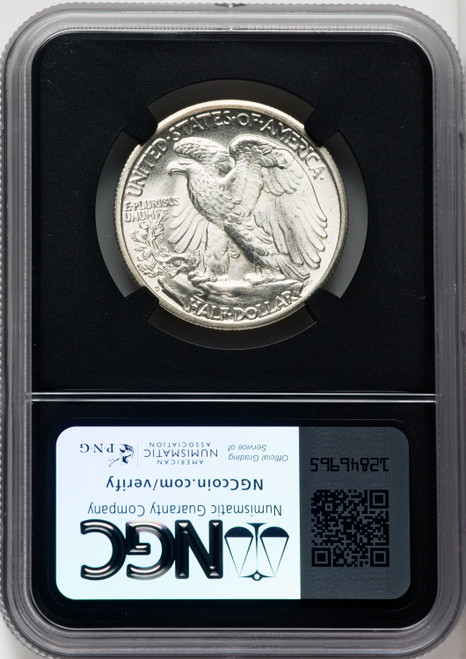 1945-D 50C Mike Castle Blk Core Franklin Series Walking Liberty Half Dollar NGC MS67