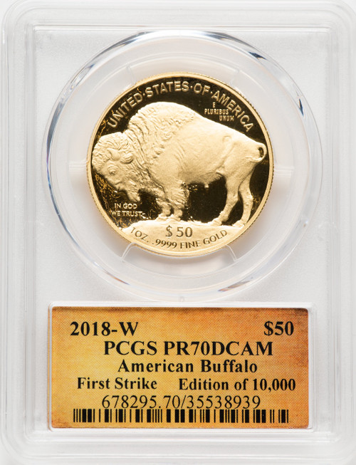 2018-W $50 One-Ounce Gold Buffalo First Strike CACG PR70