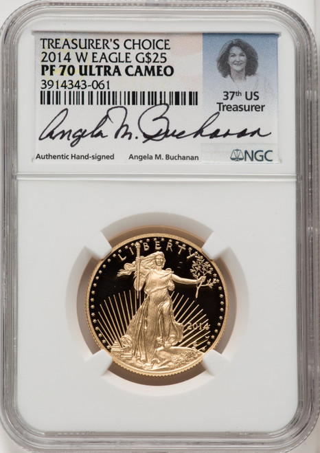 2014-W $25 Half-Ounce Gold Eagle DCAM NGC PF70 Angela Buchanan Signed 2014-W $25 Half-Ounce Gold Eagle DCAM NGC PF70 Angela Buchanan Signed