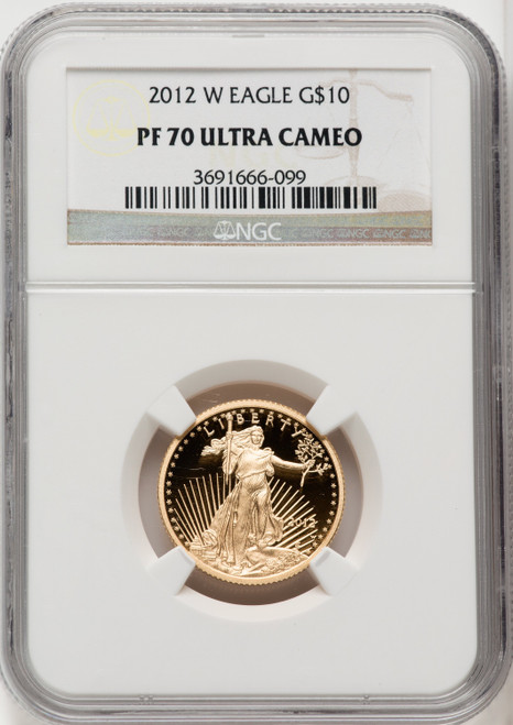 2012-W $10 Quarter-Ounce Gold Eagle Brown Label NGC PF70