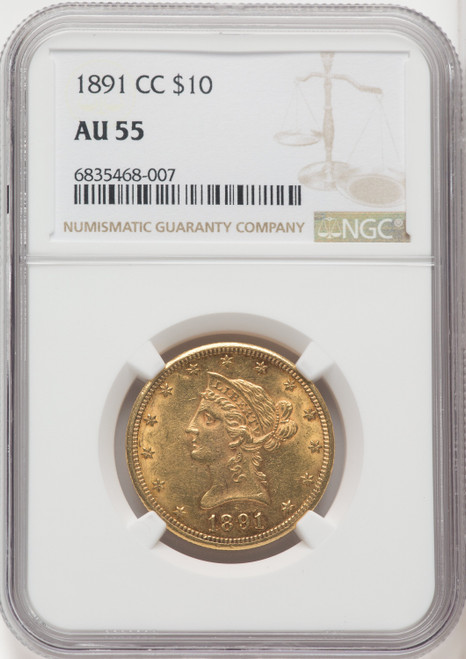 1891-CC $10 Liberty Eagle NGC AU55