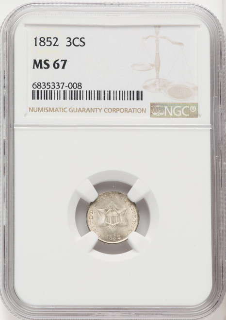 1852 3CS Three Cent Silver NGC MS67