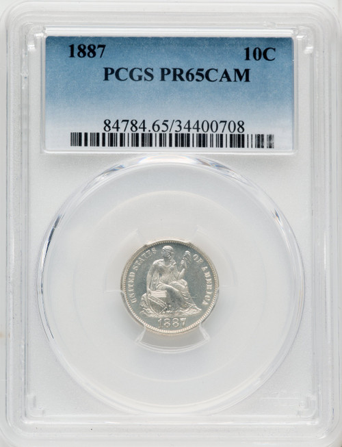 1887 10C CA Proof Seated Dime PCGS PR65