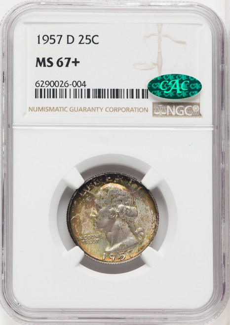 1957-D 25C CAC Washington Quarter NGC MS67+