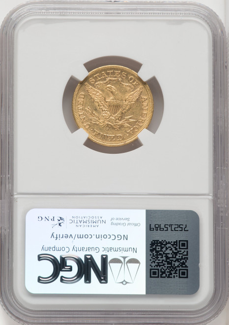 1872-S $5 Liberty Half Eagle NGC AU58