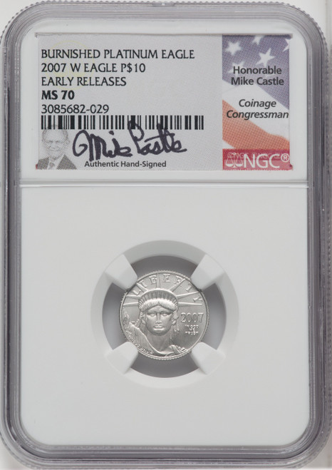 2007 4-Coin Platinum Set NGC MS70 Mike Castle Signed