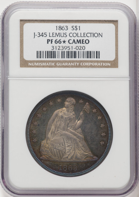 1863 $1 Judd-345 CA Patterns NGC MS66