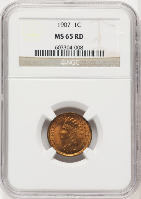 1907 1C RD Indian Cent NGC MS65