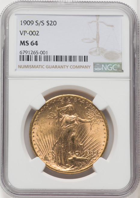 1909-S $20 Saint-Gaudens Double Eagle NGC MS64