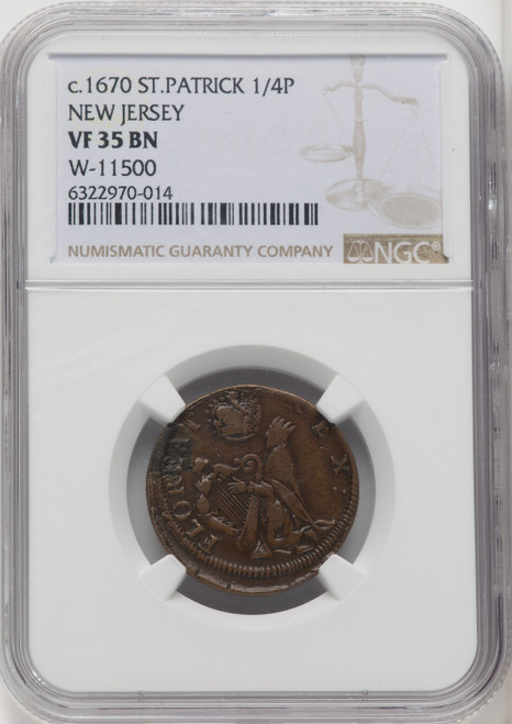 St. Patrick Farthing BN Colonials NGC VF35