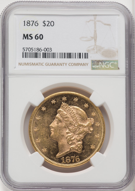 1876 $20 Liberty Double Eagle NGC MS60