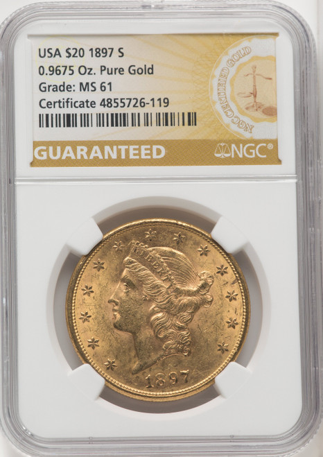 1897-S $20 Liberty Double Eagle NGC MS61