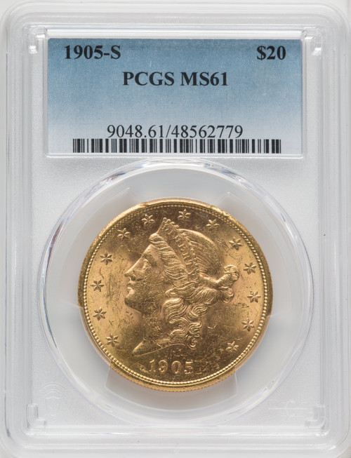 1905-S $20 Liberty Double Eagle PCGS MS61