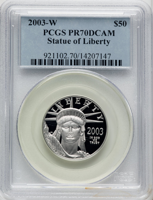 2003-W $50 Half-Ounce Platinum Eagle Blue Gradient PCGS PR70