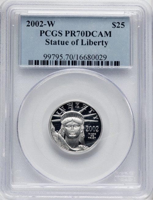 2002-W $25 Quarter-Ounce Platinum Eagle Statue of Liberty PCGS PR70