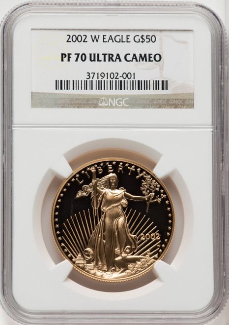 2002-W $50 One-Ounce Gold Eagle Brown Label NGC PF70