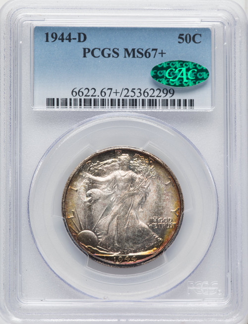 1944-D 50C CAC Walking Liberty Half Dollar PCGS MS67+ 1944-D 50C CAC Walking Liberty Half Dollar PCGS MS67+