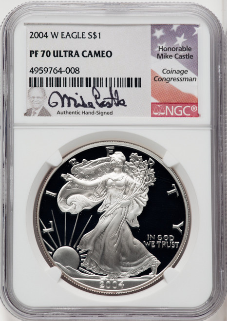 2004-W S$1 Silver Eagle Mike Castle NGC PF70