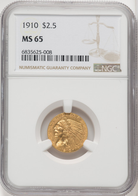 1910 $2.50 Indian Quarter Eagle NGC MS65
