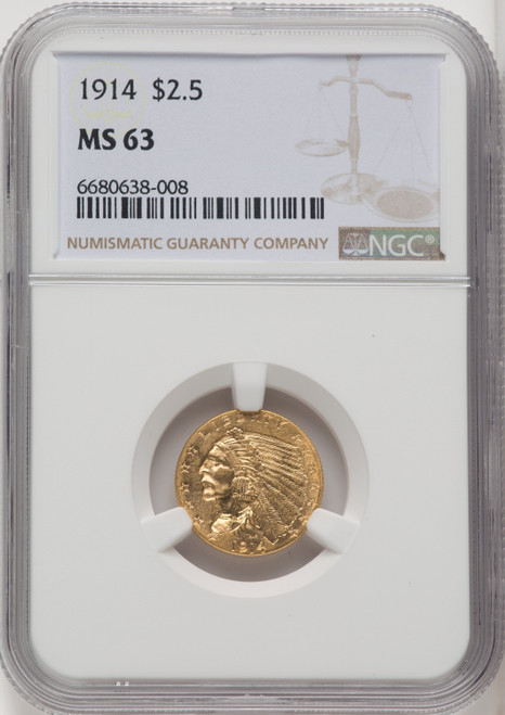 1914 $2.50 Indian Quarter Eagle NGC MS63