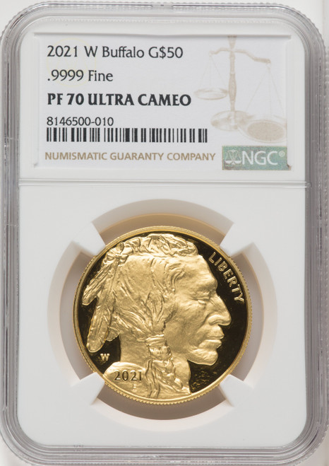 2021-W G$50 Gold Buffalo DCAM Brown Label NGC PF70