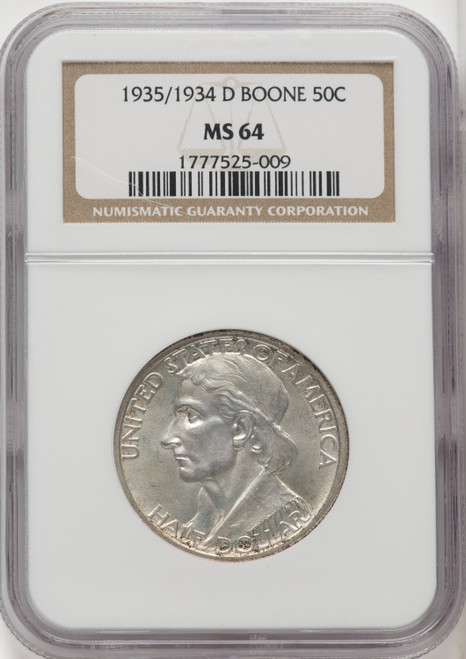 1935/34-D 50C Boone Commemorative Silver NGC MS64