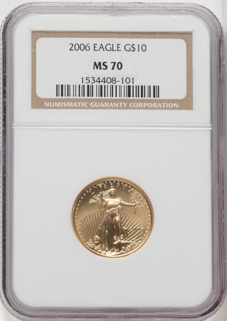 2006 $10 Quarter-Ounce Gold Eagle First Strike Brown Label NGC MS70