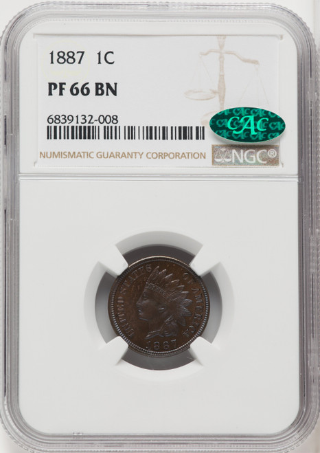 1887 1C BN CAC Proof Indian Cent NGC PR66