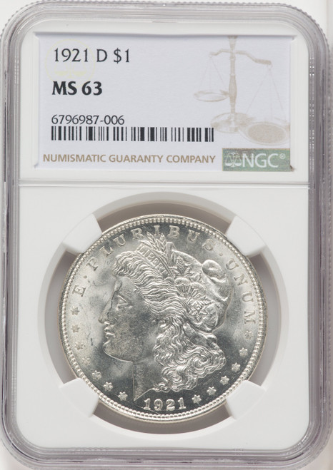 1921-D $1 Morgan Dollar NGC MS63 1921-D $1 Morgan Dollar NGC MS63