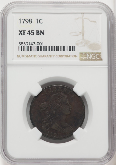 1798 First Hair Style BN Large Cent NGC XF45