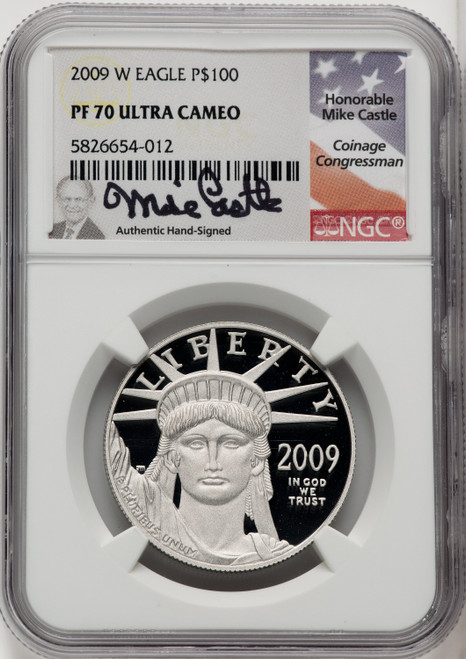 2009-W $100 One-Ounce Platinum Eagle Mike Castle NGC PF70 2009-W $100 One-Ounce Platinum Eagle Mike Castle NGC PF70