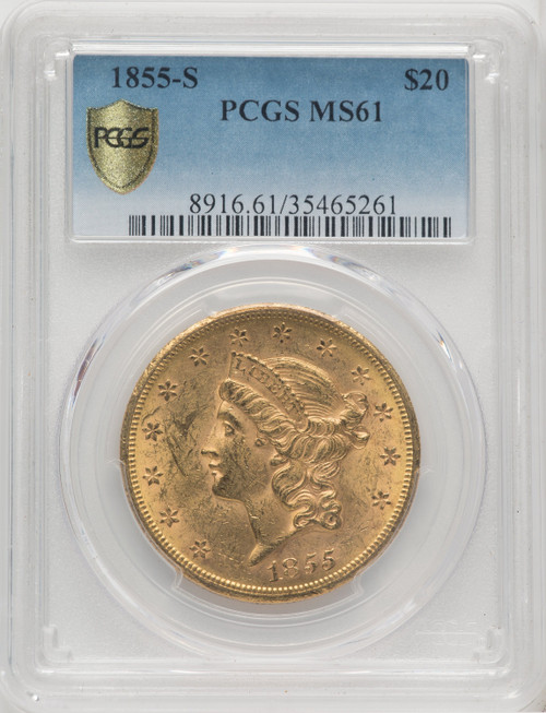 1855-S $20 Liberty Double Eagle PCGS MS61