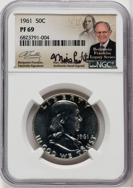 1961 50C Mike Castle Franklin Series Proof Franklin Half Dollar NGC PR69