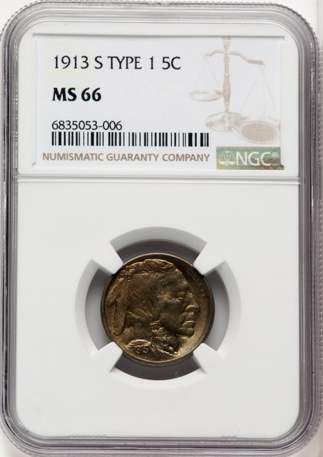 1913-S Type One Buffalo Nickel NGC MS66