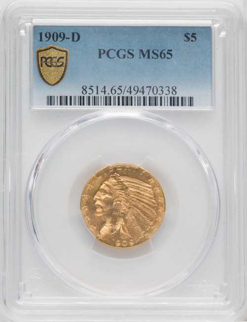 1909-D $5 Indian Half Eagle PCGS MS65